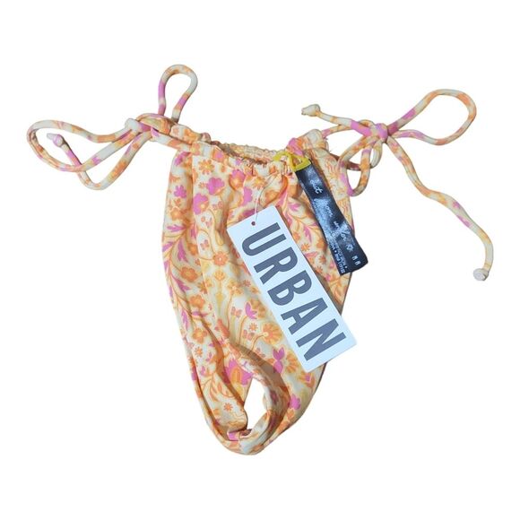 Urban Outfitters Other - NWT UO Out From Under Orange Floral Candy Printed Curtain String Bikini Bottom M